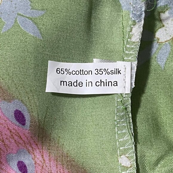 Oriental Village Silk Collection Green Kimono Peacock Print Size - Picture 7 of 7